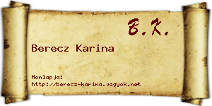Berecz Karina névjegykártya